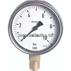 Manometer senkrecht (CrNi/Ms), 100mm, -1 bis 0,6 bar