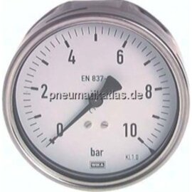 Manometer waagerecht (CrNi/Ms) , 100mm, 0 - 600 bar