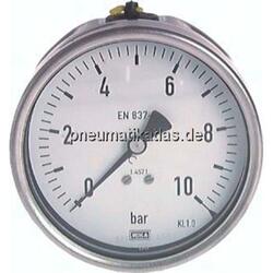 Chemie-Manometer waagerecht, 63mm, 0 - 4 bar