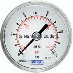 ES-Manometer waagerecht, 50mm, 0 - 10 bar, G 1/4"