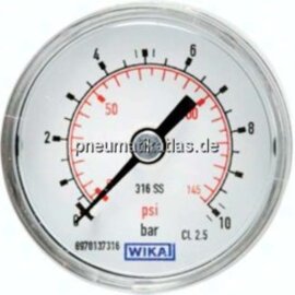 ES-Manometer waagerecht, 40mm, 0 - 1,6 bar, G 1/4"