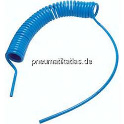 PUR-Spiralschlauch 10 x 6,5 mm , blau, 3 mtr. Arbeitslänge