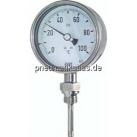 Bimetallthermometer, senk- recht D63/-30 bis +50°C/63mm