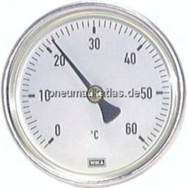 Bimetallthermometer, waage- recht D63/0 - 160°C/40mm