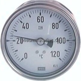 Bimetallthermometer, waage- recht D100/0 - 160°C/200mm