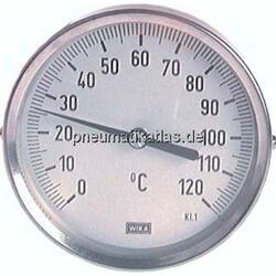 Bimetallthermometer, waage- recht D100/0 bis +80°C/100mm