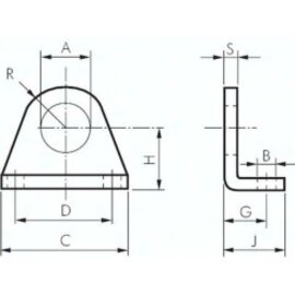 Fußwinkel für 8 und 10mm ISO 6432-Zylinder, 1.4301