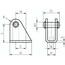 Lagerbock f. 20 und 25mm ISO 6431-Zylinder, Stahl verzinkt