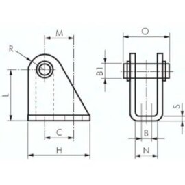 Lagerbock f. 12 und 16mm ISO 6431-Zylinder, Stahl verzinkt