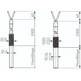 Einsteck-Widerstandsthermo- meter, 100mm, Schutzrohr 8 mm