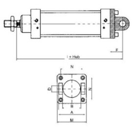 ISO 15552-Gabelschwenkbefesti- gung 200 mm, Aluminium mit Buc