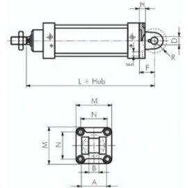 ISO 15552-Gabelschwenkbefesti- gung 200 mm, Aluminium