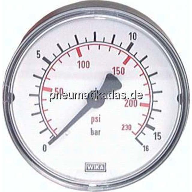 Manometer waagerecht (KU/Ms), 40mm, 0 - 16 bar, G 1/8