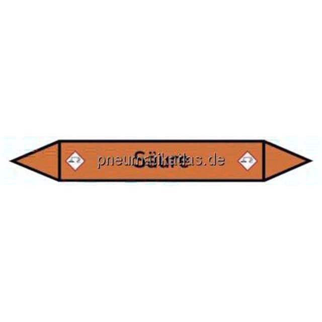 Rohrleitungskennzeichnung, 5er, 15 x 100, Saeure (GHS 05)