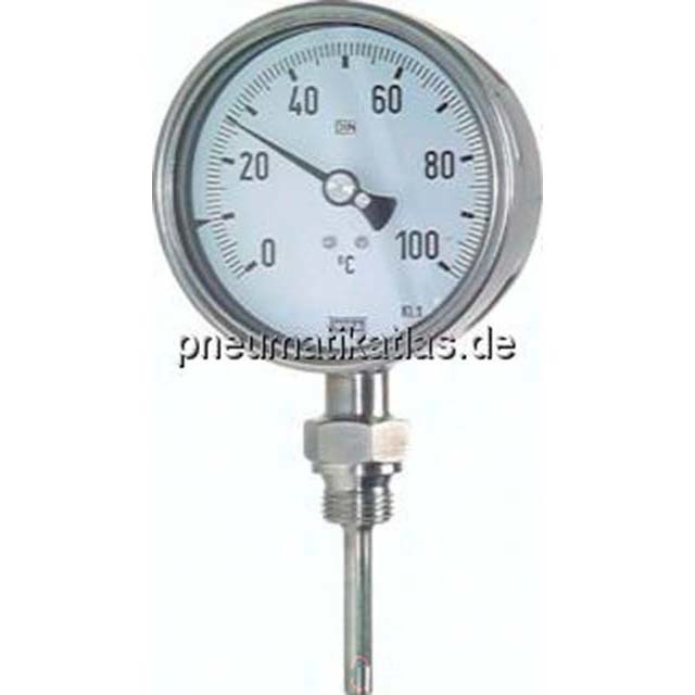 Bimetallthermometer, senk- recht D63/0 - 100°C/160mm