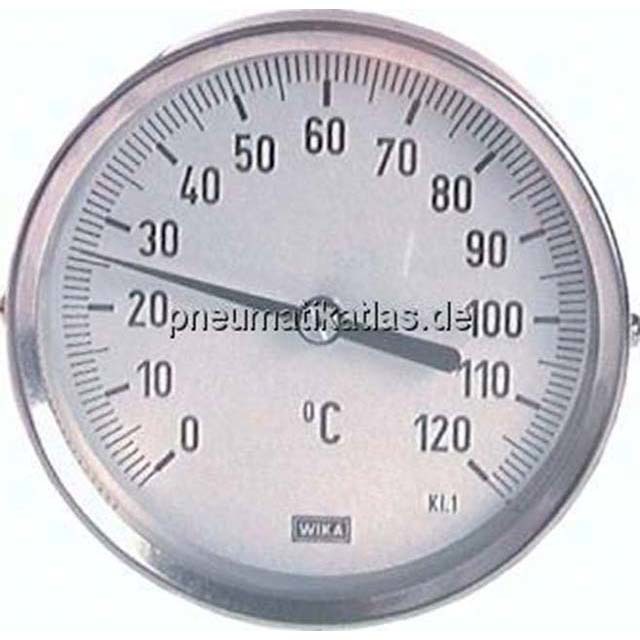 Bimetallthermometer, waage- recht D63/0 - 100°C/100mm