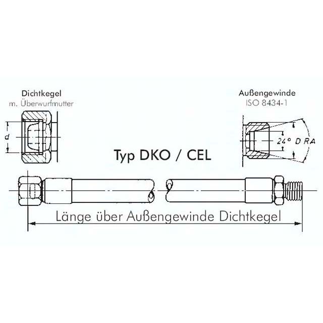 Hydraulikschlauch 2 SN, DKO / CEL 6 L (M 12 x 1,5), 1.300mm