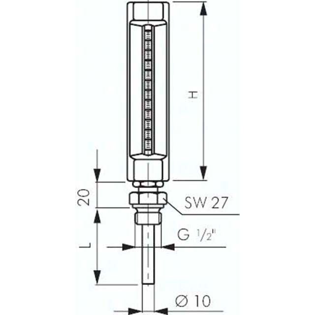 Maschinenthermometer (200mm) senkrecht/0 - 60°C/63mm