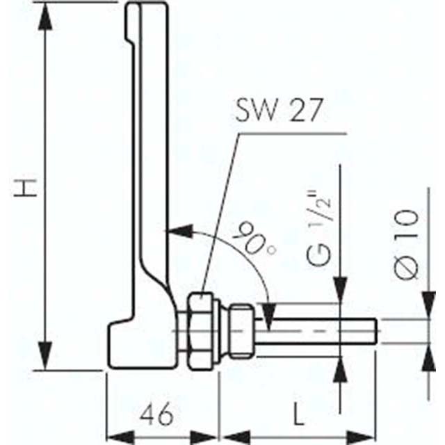 Maschinenthermometer (200mm) waagerecht/0 - 120°C/250mm