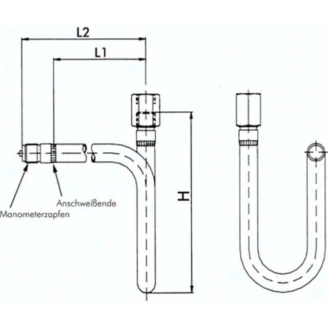 Wassersackrohr U-Form(1.4571) G 1/2
